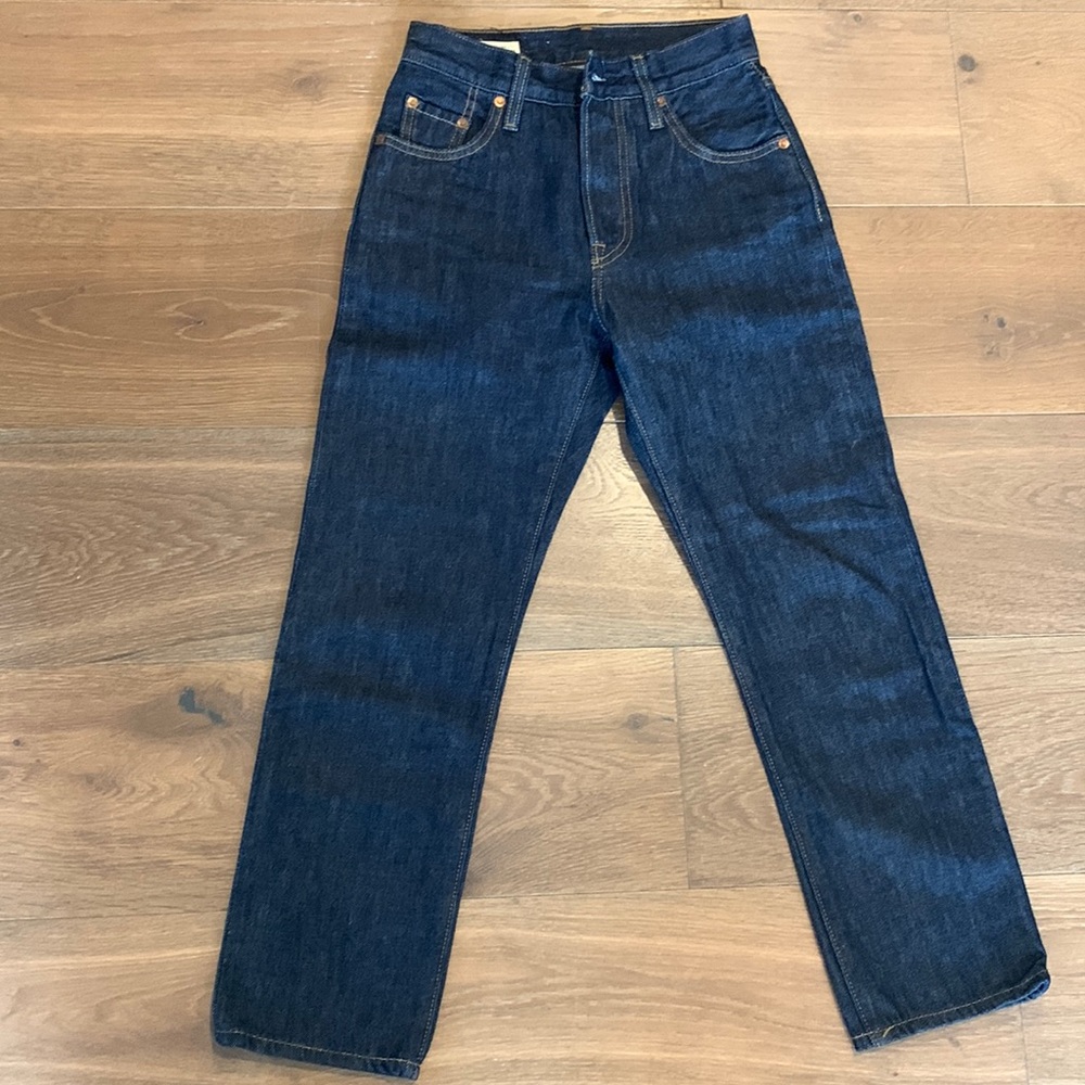 Levi’s 501 dark wash high waisted straight jeans